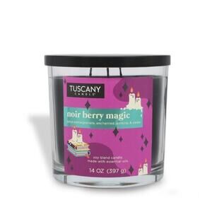 TUSCANY Candle Noir Berry Magic Halloween Essential Oils 14 Oz Ltd Ed. Leaves